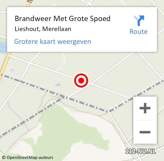 Locatie op kaart van de 112 melding: Brandweer Met Grote Spoed Naar Lieshout, Merellaan op 24 januari 2023 17:18