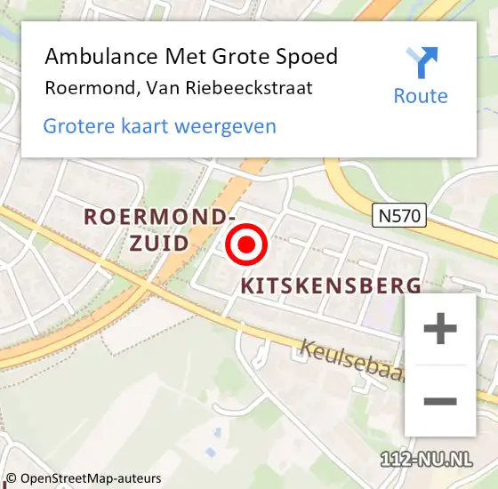 Locatie op kaart van de 112 melding: Ambulance Met Grote Spoed Naar Roermond, Van Riebeeckstraat op 24 januari 2023 17:20