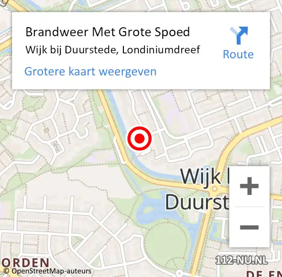 Locatie op kaart van de 112 melding: Brandweer Met Grote Spoed Naar Wijk bij Duurstede, Londiniumdreef op 24 januari 2023 17:25