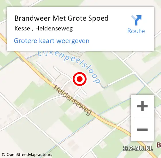 Locatie op kaart van de 112 melding: Brandweer Met Grote Spoed Naar Kessel, Heldenseweg op 24 januari 2023 17:42