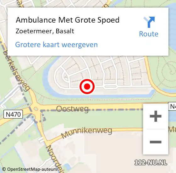 Locatie op kaart van de 112 melding: Ambulance Met Grote Spoed Naar Zoetermeer, Basalt op 24 januari 2023 17:43