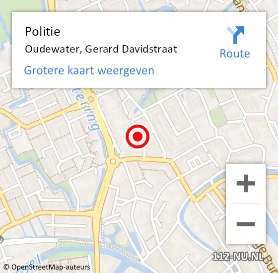 Locatie op kaart van de 112 melding: Politie Oudewater, Gerard Davidstraat op 13 augustus 2014 11:02