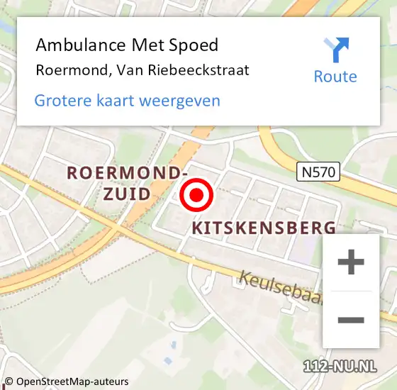 Locatie op kaart van de 112 melding: Ambulance Met Spoed Naar Roermond, Van Riebeeckstraat op 24 januari 2023 17:54