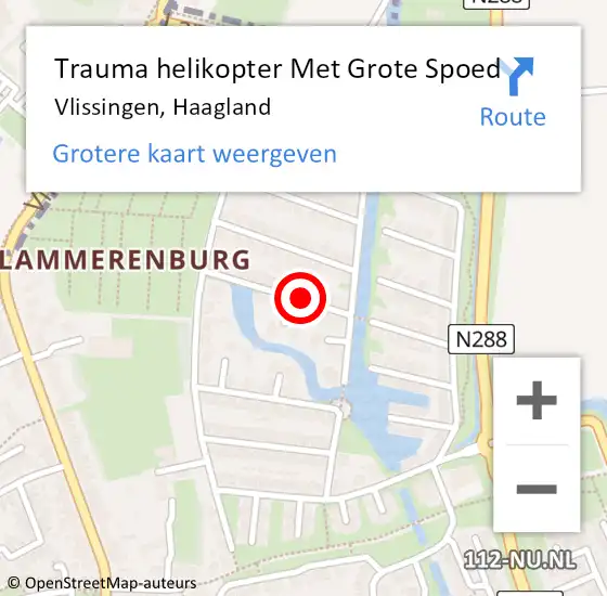 Locatie op kaart van de 112 melding: Trauma helikopter Met Grote Spoed Naar Vlissingen, Haagland op 24 januari 2023 17:55