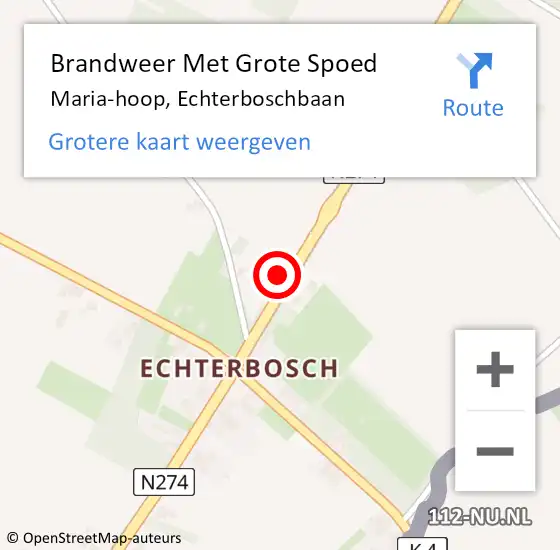 Locatie op kaart van de 112 melding: Brandweer Met Grote Spoed Naar Maria-hoop, Echterboschbaan op 24 januari 2023 18:25