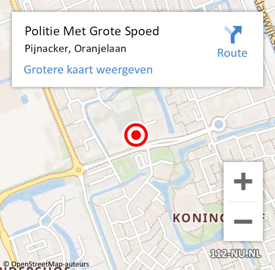 Locatie op kaart van de 112 melding: Politie Met Grote Spoed Naar Pijnacker, Oranjelaan op 24 januari 2023 18:26