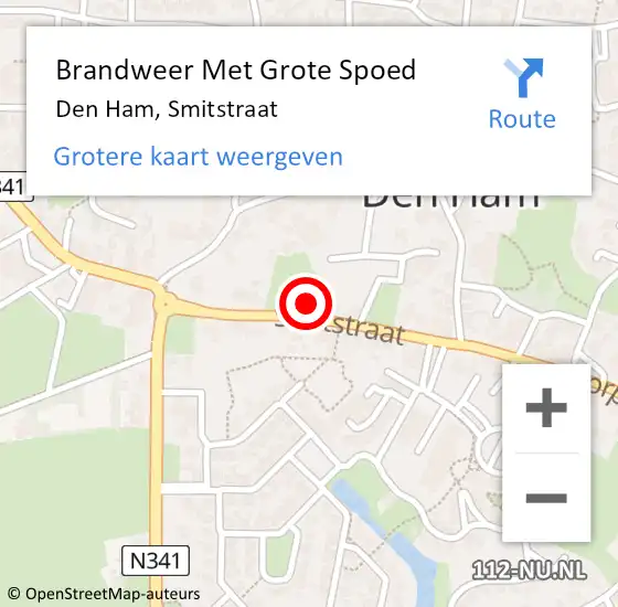 Locatie op kaart van de 112 melding: Brandweer Met Grote Spoed Naar Den Ham, Smitstraat op 24 januari 2023 18:47