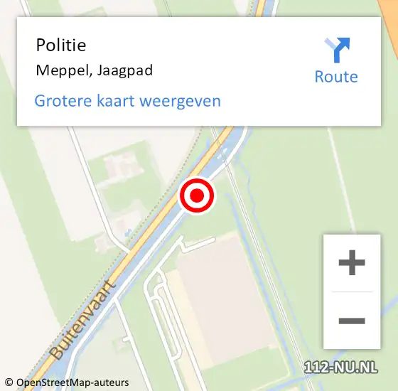 Locatie op kaart van de 112 melding: Politie Meppel, Jaagpad op 24 januari 2023 19:18