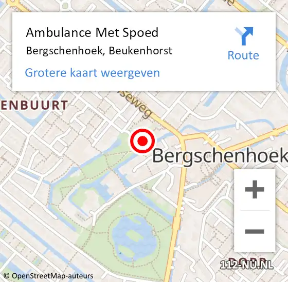 Locatie op kaart van de 112 melding: Ambulance Met Spoed Naar Bergschenhoek, Beukenhorst op 24 januari 2023 19:19