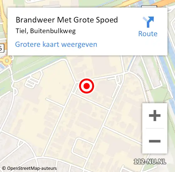 Locatie op kaart van de 112 melding: Brandweer Met Grote Spoed Naar Tiel, Buitenbulkweg op 24 januari 2023 19:33