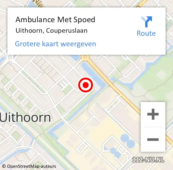 Locatie op kaart van de 112 melding: Ambulance Met Spoed Naar Uithoorn, Couperuslaan op 24 januari 2023 19:48