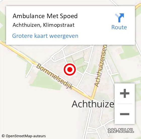 Locatie op kaart van de 112 melding: Ambulance Met Spoed Naar Achthuizen, Klimopstraat op 24 januari 2023 20:14