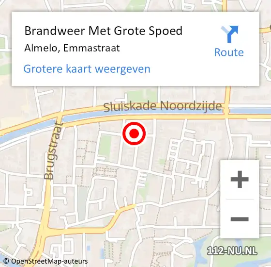 Locatie op kaart van de 112 melding: Brandweer Met Grote Spoed Naar Almelo, Emmastraat op 24 januari 2023 20:22