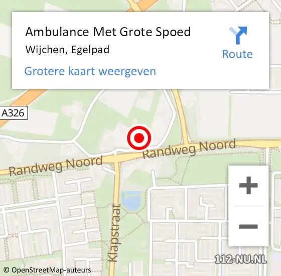 Locatie op kaart van de 112 melding: Ambulance Met Grote Spoed Naar Wijchen, Egelpad op 24 januari 2023 20:42