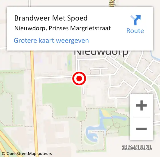 Locatie op kaart van de 112 melding: Brandweer Met Spoed Naar Nieuwdorp, Prinses Margrietstraat op 24 januari 2023 20:52