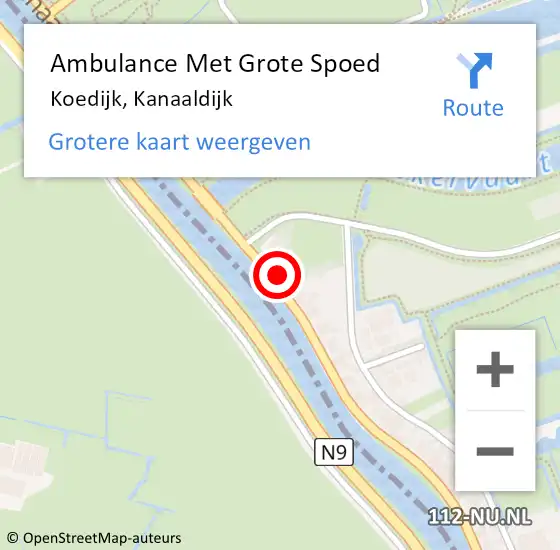 Locatie op kaart van de 112 melding: Ambulance Met Grote Spoed Naar Koedijk, Kanaaldijk op 24 januari 2023 21:09