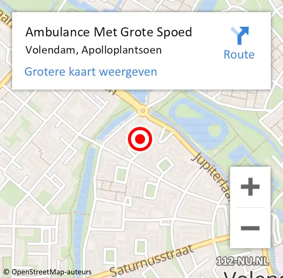 Locatie op kaart van de 112 melding: Ambulance Met Grote Spoed Naar Volendam, Apolloplantsoen op 24 januari 2023 21:25