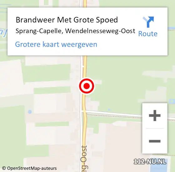 Locatie op kaart van de 112 melding: Brandweer Met Grote Spoed Naar Sprang-Capelle, Wendelnesseweg-Oost op 24 januari 2023 21:41