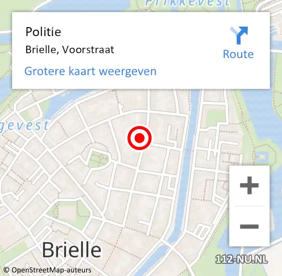 Locatie op kaart van de 112 melding: Politie Brielle, Voorstraat op 24 januari 2023 21:49