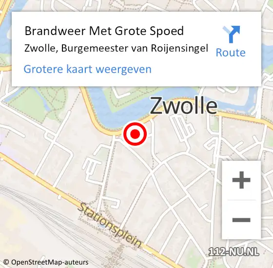 Locatie op kaart van de 112 melding: Brandweer Met Grote Spoed Naar Zwolle, Burgemeester van Roijensingel op 24 januari 2023 22:00