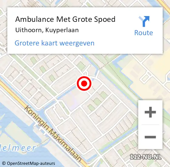 Locatie op kaart van de 112 melding: Ambulance Met Grote Spoed Naar Uithoorn, Kuyperlaan op 24 januari 2023 22:23