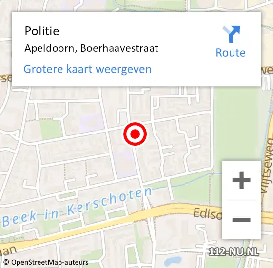 Locatie op kaart van de 112 melding: Politie Apeldoorn, Boerhaavestraat op 24 januari 2023 22:26