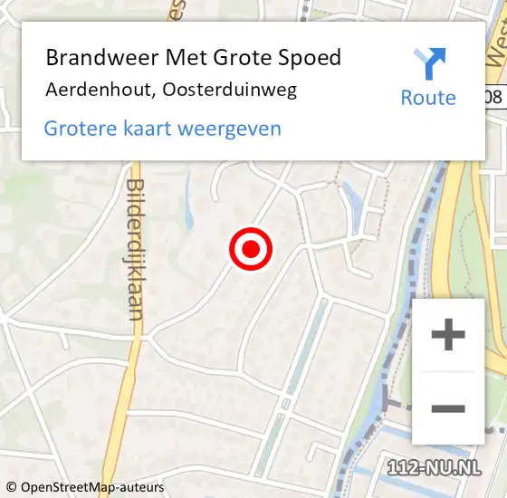 Locatie op kaart van de 112 melding: Brandweer Met Grote Spoed Naar Aerdenhout, Oosterduinweg op 24 januari 2023 22:55