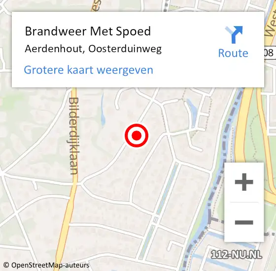 Locatie op kaart van de 112 melding: Brandweer Met Spoed Naar Aerdenhout, Oosterduinweg op 24 januari 2023 23:22