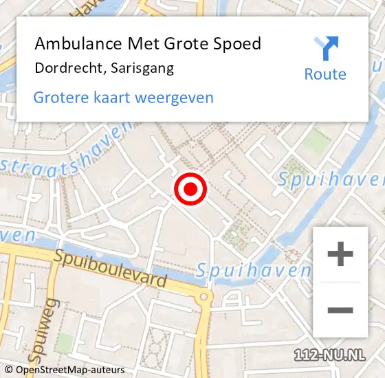 Locatie op kaart van de 112 melding: Ambulance Met Grote Spoed Naar Dordrecht, Sarisgang op 24 januari 2023 23:22