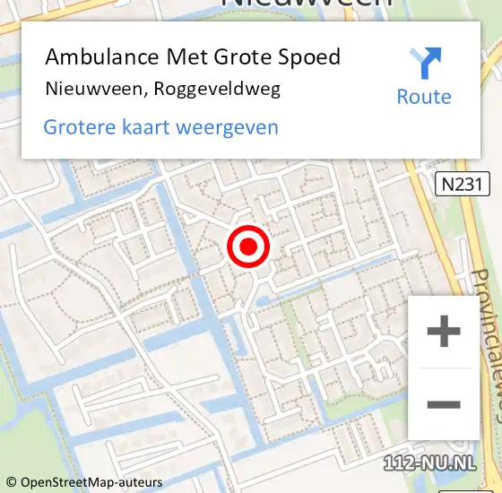 Locatie op kaart van de 112 melding: Ambulance Met Grote Spoed Naar Nieuwveen, Roggeveldweg op 25 januari 2023 00:13