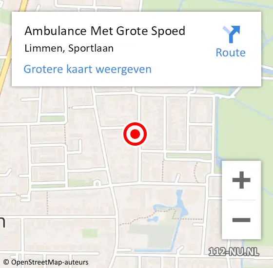 Locatie op kaart van de 112 melding: Ambulance Met Grote Spoed Naar Limmen, Sportlaan op 25 januari 2023 00:23