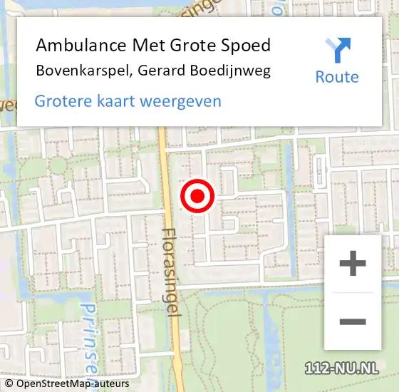 Locatie op kaart van de 112 melding: Ambulance Met Grote Spoed Naar Bovenkarspel, Gerard Boedijnweg op 25 januari 2023 01:02