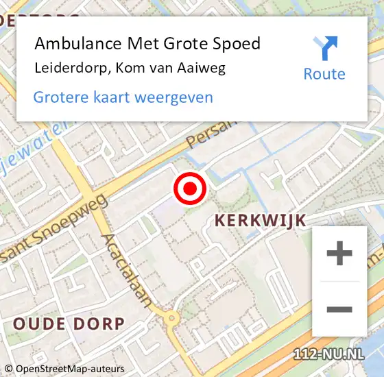 Locatie op kaart van de 112 melding: Ambulance Met Grote Spoed Naar Leiderdorp, Kom van Aaiweg op 25 januari 2023 01:46