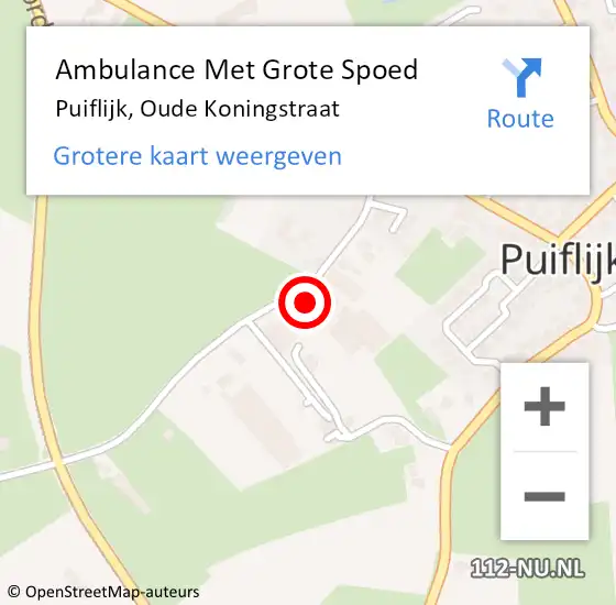 Locatie op kaart van de 112 melding: Ambulance Met Grote Spoed Naar Puiflijk, Oude Koningstraat op 25 januari 2023 03:03