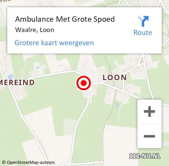 Locatie op kaart van de 112 melding: Ambulance Met Grote Spoed Naar Waalre, Loon op 25 januari 2023 04:12