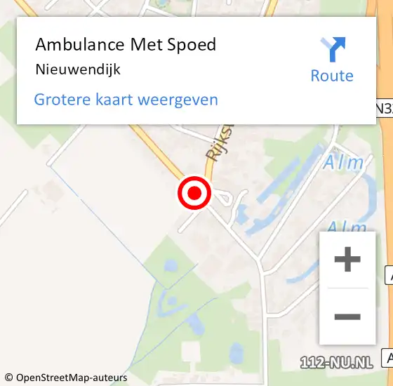 Locatie op kaart van de 112 melding: Ambulance Met Spoed Naar Nieuwendijk op 25 januari 2023 04:14