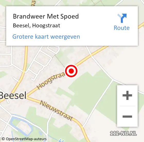 Locatie op kaart van de 112 melding: Brandweer Met Spoed Naar Beesel, Hoogstraat op 25 januari 2023 04:18