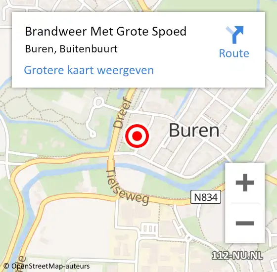 Locatie op kaart van de 112 melding: Brandweer Met Grote Spoed Naar Buren, Buitenbuurt op 25 januari 2023 05:08