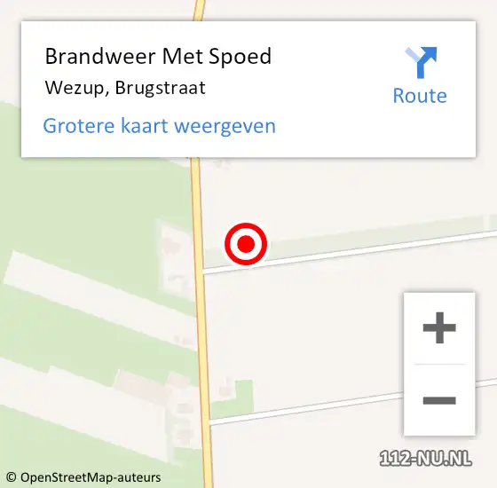 Locatie op kaart van de 112 melding: Brandweer Met Spoed Naar Wezup, Brugstraat op 25 januari 2023 05:39