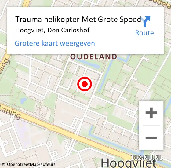 Locatie op kaart van de 112 melding: Trauma helikopter Met Grote Spoed Naar Hoogvliet, Don Carloshof op 25 januari 2023 06:18