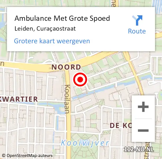 Locatie op kaart van de 112 melding: Ambulance Met Grote Spoed Naar Leiden, Curaçaostraat op 25 januari 2023 06:22