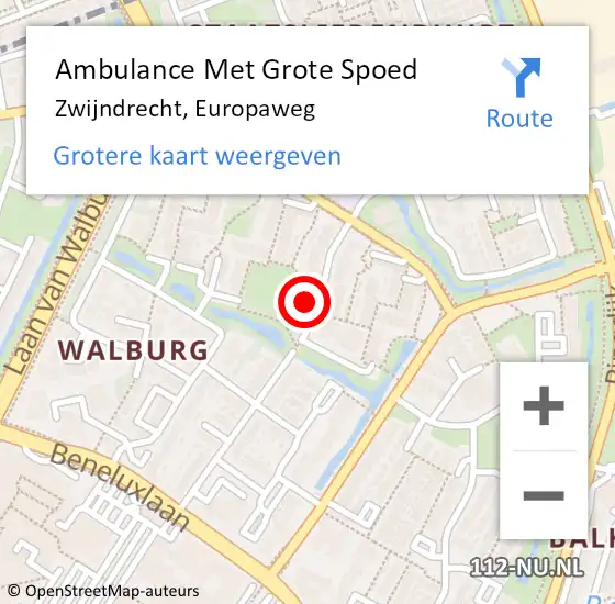 Locatie op kaart van de 112 melding: Ambulance Met Grote Spoed Naar Zwijndrecht, Europaweg op 25 januari 2023 06:29