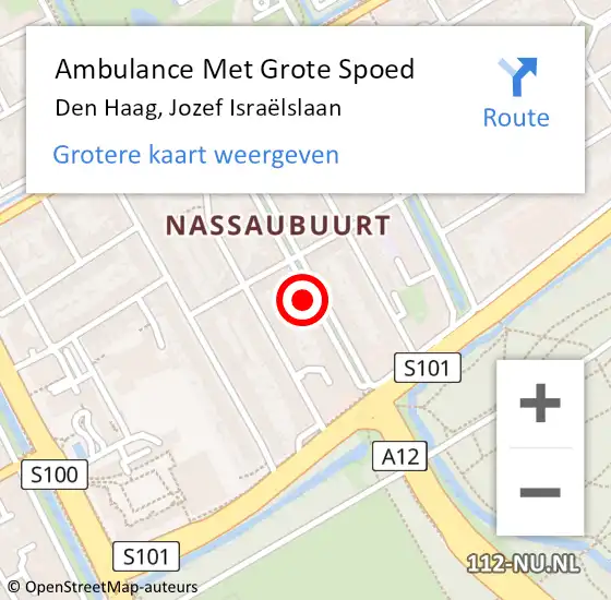 Locatie op kaart van de 112 melding: Ambulance Met Grote Spoed Naar Den Haag, Jozef Israëlslaan op 25 januari 2023 06:35