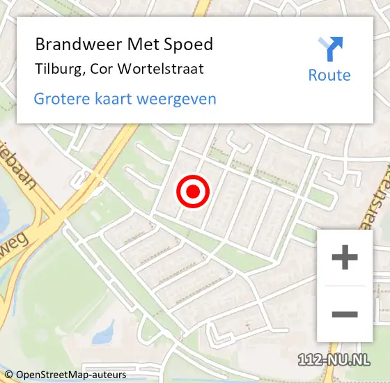 Locatie op kaart van de 112 melding: Brandweer Met Spoed Naar Tilburg, Cor Wortelstraat op 25 januari 2023 07:14