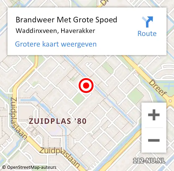 Locatie op kaart van de 112 melding: Brandweer Met Grote Spoed Naar Waddinxveen, Haverakker op 25 januari 2023 08:34