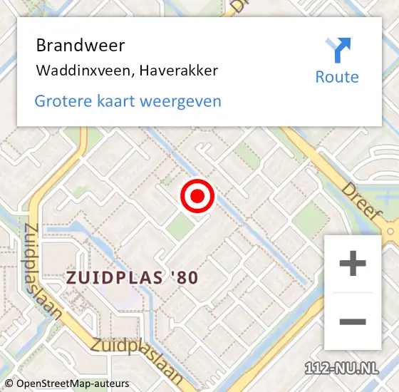 Locatie op kaart van de 112 melding: Brandweer Waddinxveen, Haverakker op 25 januari 2023 09:08