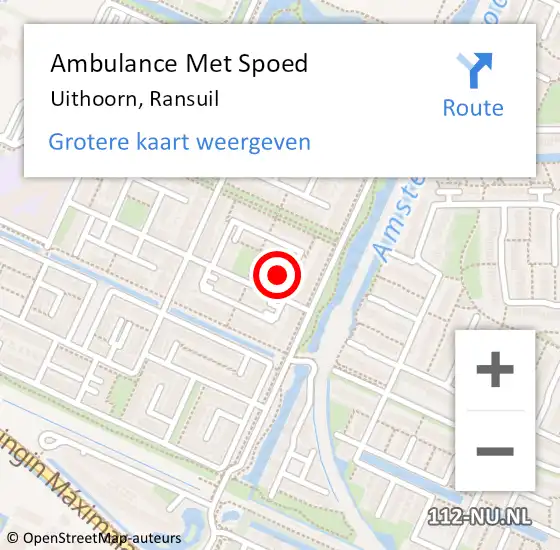 Locatie op kaart van de 112 melding: Ambulance Met Spoed Naar Uithoorn, Ransuil op 25 januari 2023 09:13