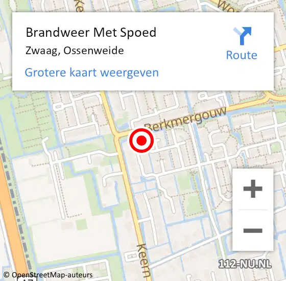 Locatie op kaart van de 112 melding: Brandweer Met Spoed Naar Zwaag, Ossenweide op 25 januari 2023 09:25