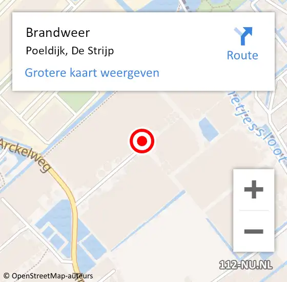 Locatie op kaart van de 112 melding: Brandweer Poeldijk, De Strijp op 25 januari 2023 09:33