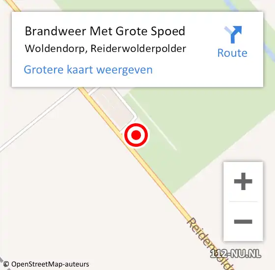 Locatie op kaart van de 112 melding: Brandweer Met Grote Spoed Naar Woldendorp, Reiderwolderpolder op 25 januari 2023 09:34